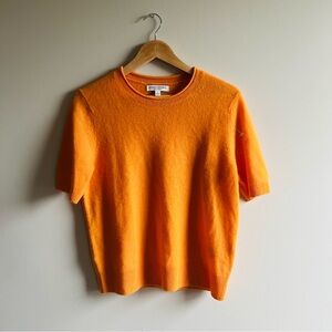 BANANA REPUBLIC 100% CASHMERE burnt orange SHORT  SLEEVE SWEATER-SIZE L
